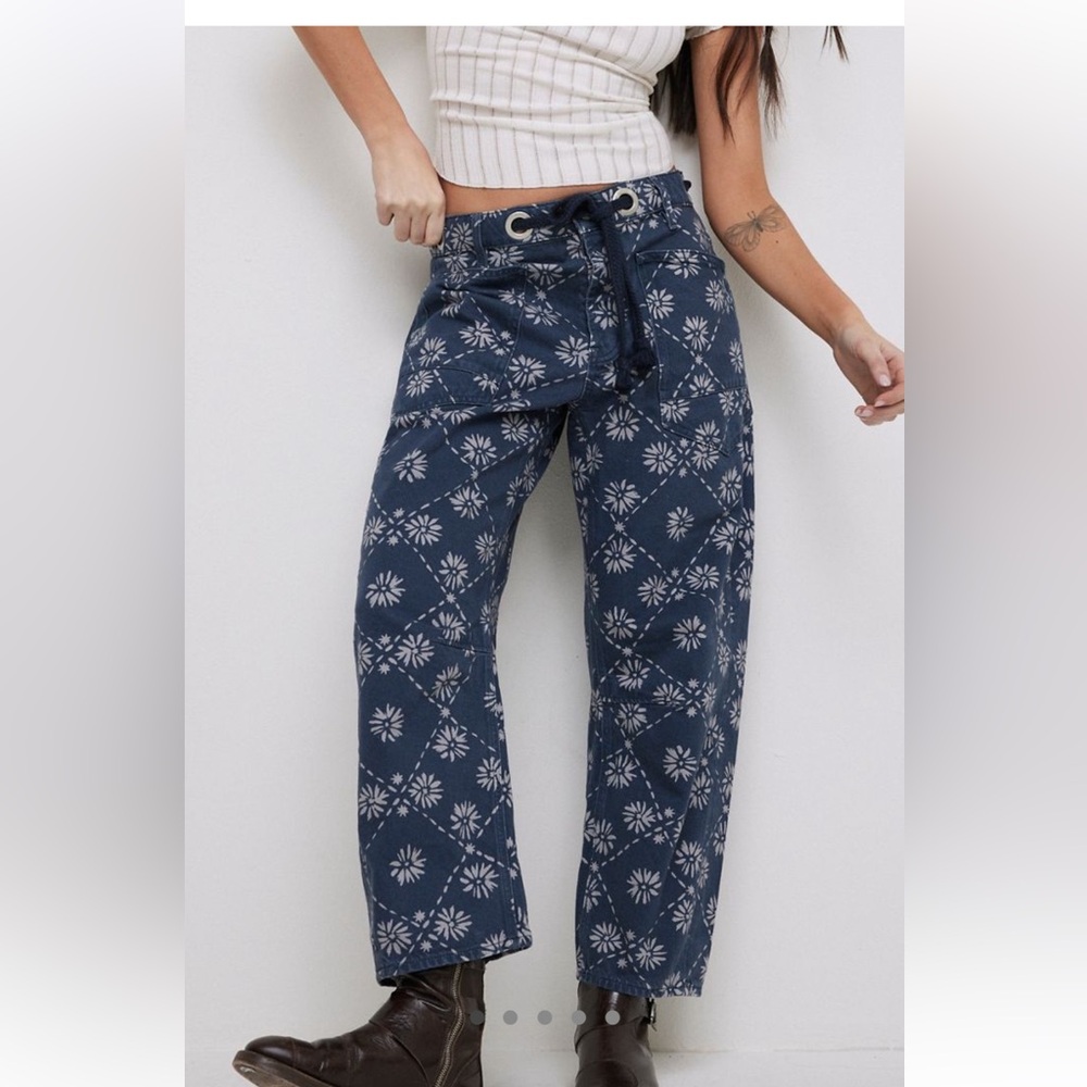 We the Free Moxie Printed Barrel Jeans